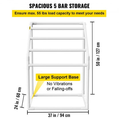 Pool Towel Rack Bar, Freestanding Outdoor PVC Trapezoidal Poolside Storage Organizer with Towel Clips, Mesh Bag & Hook