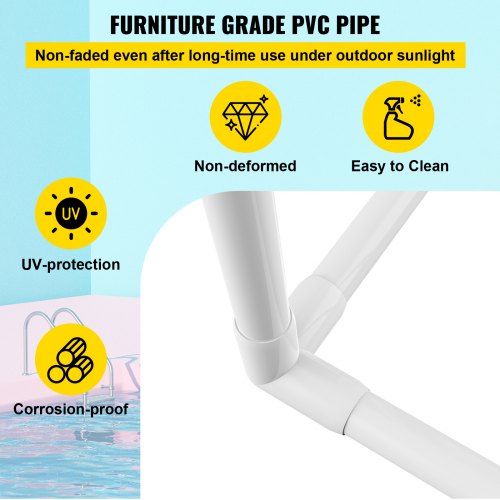 Pool Towel Rack Bar, Freestanding Outdoor PVC Trapezoidal Poolside Storage Organizer with Towel Clips, Mesh Bag & Hook