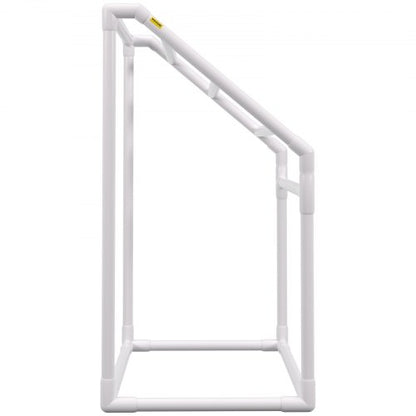 Pool Towel Rack Bar, Freestanding Outdoor PVC Trapezoidal Poolside Storage Organizer with Towel Clips, Mesh Bag & Hook