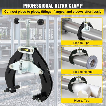 Steel Pipe Alignment Tool, Pipe Clamp, High Strength Ultra Clamp, Quick Acting Screws, Lightweight Carbon Steel Design