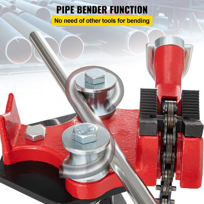 Heavy-Duty Tripod Pipe Chain Vise, Pipe Capacity, Chain, Folding Steel Legs for Pipe Grabbing, Support & Bending