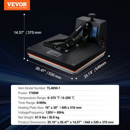 Heat Press Machine, Digital Industrial Sublimation Printer, Fast Heating High Pressure Heat Press for T-Shirt Printing