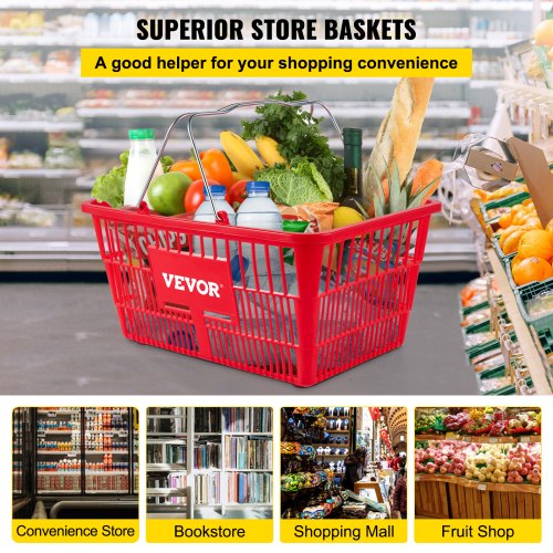 Shopping Basket Set, Durable PE Material with Handle & Stand, Supermarket, Retail & Grocery
