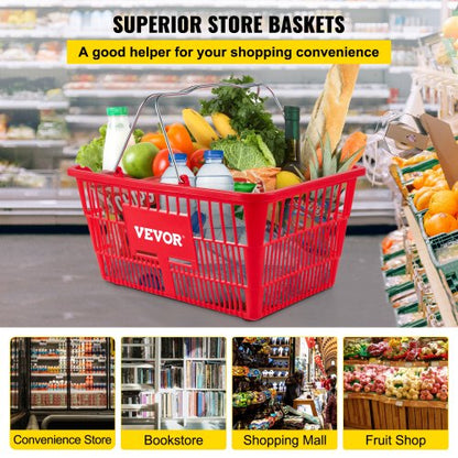 Shopping Basket Set, Durable PE Material with Handle & Stand, Supermarket, Retail & Grocery