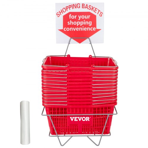 Shopping Basket Set, Durable PE Material with Handle & Stand, Supermarket, Retail & Grocery