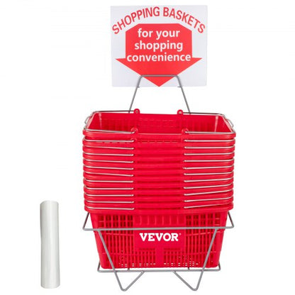 Shopping Basket Set, Durable PE Material with Handle & Stand, Supermarket, Retail & Grocery