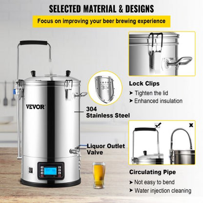 AllGrain Home Beer Brewing System 92 Gal35 L Brewing Pot WCirculating Pump LCD Control Panel AutoMa 6