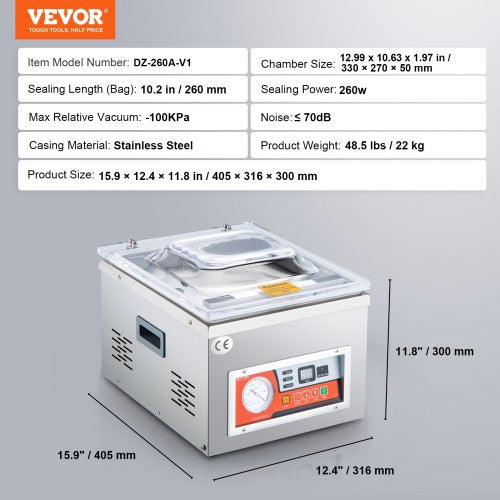 Chamber Vacuum Sealer 65 Mh Pump Rate Excellent Sealing Effect For Fresh Meats Fruits 110V Commerci 7