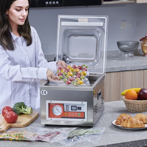 Chamber Vacuum Sealer, 6.5 m/h Pump Rate, Excellent Sealing Effect for Fresh Meats, Fruits, 110V Commercial