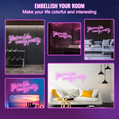 Large Pink LED Neon Sign 275 X 12 Youre Like Really Pretty Wall Decor With Remote Perfect For Bedro 6