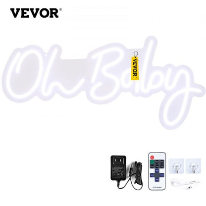 Oh Baby Neon Sign 235 X 12 Warm White LED Wall Decor With Remote Control Dimmable For Baby Showers  1