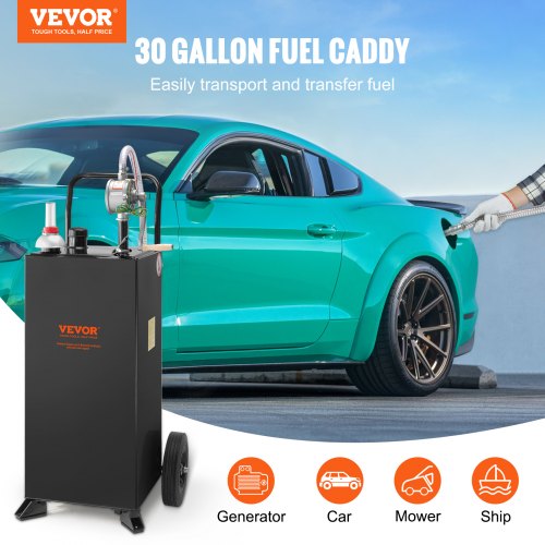 30Gallon Fuel Caddy Portable Fuel Storage Tank With Wheels  Manual Transfer Pump  GasolineDiesel Co 2