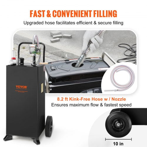 30Gallon Fuel Caddy Portable Fuel Storage Tank With Wheels  Manual Transfer Pump  GasolineDiesel Co 6
