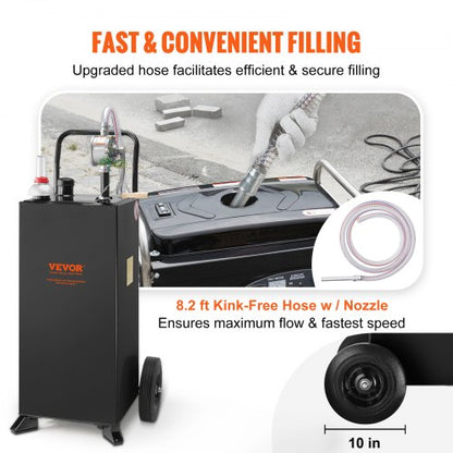 30Gallon Fuel Caddy Portable Fuel Storage Tank With Wheels  Manual Transfer Pump  GasolineDiesel Co 6