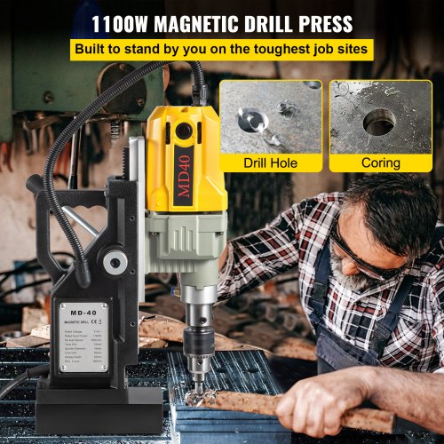 2697lbf12000N Portable Electric Mag Drill Press With 7 Bits 1100W 580 RPM Max Speed Magnetic Drilli 2