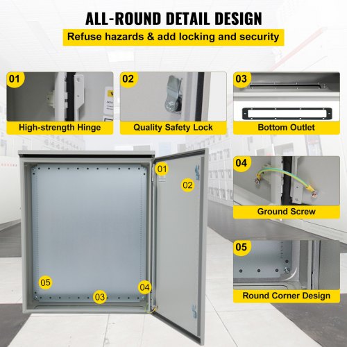 HeavyDuty NEMA 4 Junction Box ColdRolled Carbon Steel IP65 Waterproof Hinged Lockable Design With R 5
