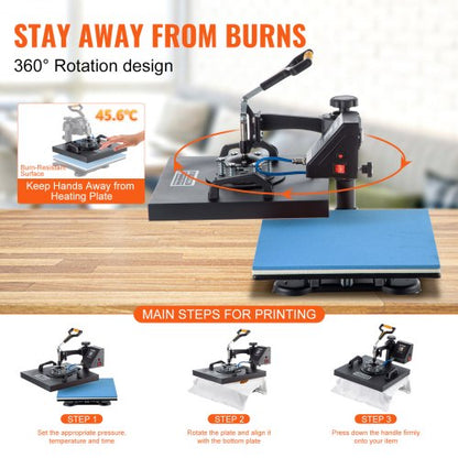 5 In 1 Heat Press 15 X 15 Digital Clamshell Sublimation Machine For DIY Mug Cap Plate  TShirt Trans 6