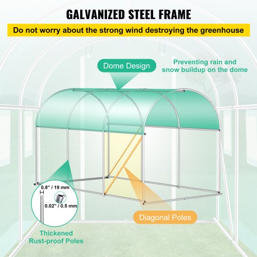 12x7x7 Ft WalkIn Tunnel Greenhouse Portable Plant Hot House With Galvanized Steel Frame Zippered Do 3