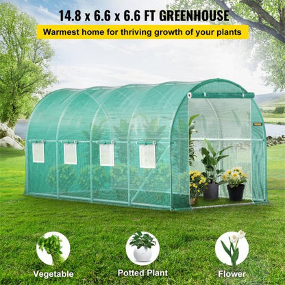 148 X 66 X 66 Ft Portable Plant Hot House Galvanized Steel Hoops 8 RollUp Windows  Zippered Door 2