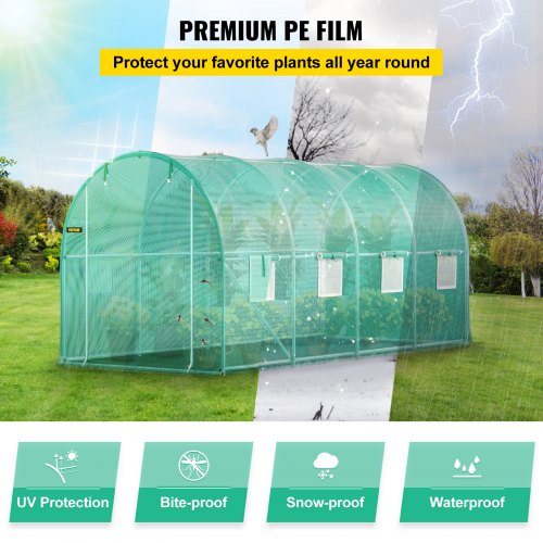 148 X 66 X 66 Ft Portable Plant Hot House Galvanized Steel Hoops 8 RollUp Windows  Zippered Door 4