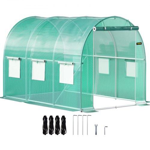 WalkIn Greenhouse 98 X 66 X 66 Ft Waterproof PE Cover Sturdy Galvanized Frame  6 Mesh Windows 1