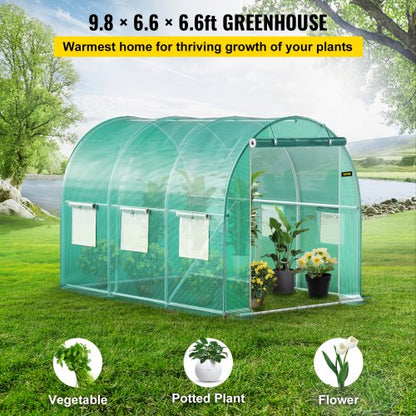 WalkIn Greenhouse 98 X 66 X 66 Ft Waterproof PE Cover Sturdy Galvanized Frame  6 Mesh Windows 2