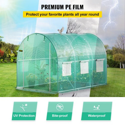 WalkIn Greenhouse 98 X 66 X 66 Ft Waterproof PE Cover Sturdy Galvanized Frame  6 Mesh Windows 4