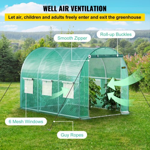 WalkIn Greenhouse 98 X 66 X 66 Ft Waterproof PE Cover Sturdy Galvanized Frame  6 Mesh Windows 5