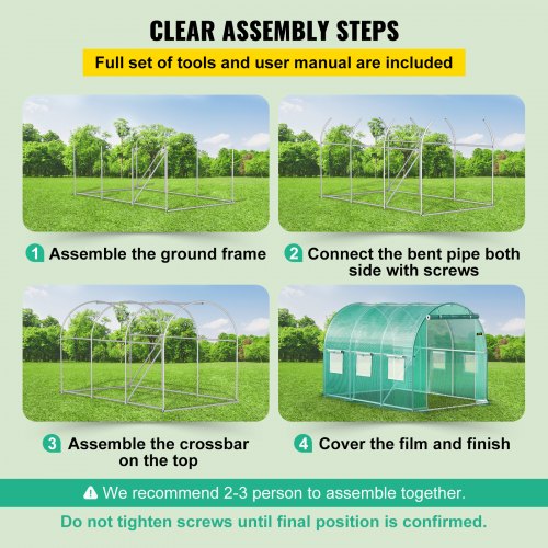 WalkIn Greenhouse 98 X 66 X 66 Ft Waterproof PE Cover Sturdy Galvanized Frame  6 Mesh Windows 6