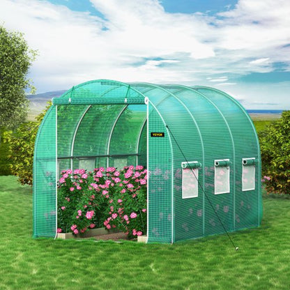 Walk-In Greenhouse 9.8 x 6.6 x 6.6 ft, Waterproof PE Cover, Sturdy Galvanized Frame & 6 Mesh Windows