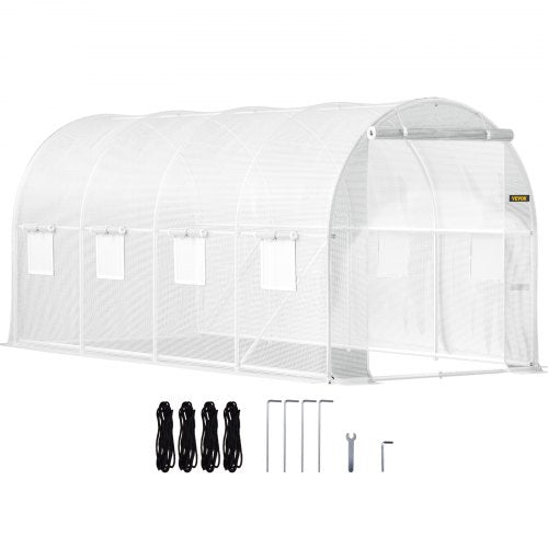 WalkIn Greenhouse 15 X 65 X 7 Ft Waterproof PE Cover Sturdy Galvanized Frame 8 Mesh Windows  Zipper 1
