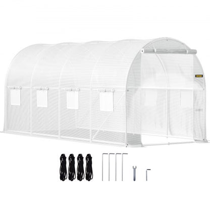 WalkIn Greenhouse 15 X 65 X 7 Ft Waterproof PE Cover Sturdy Galvanized Frame 8 Mesh Windows  Zipper 1