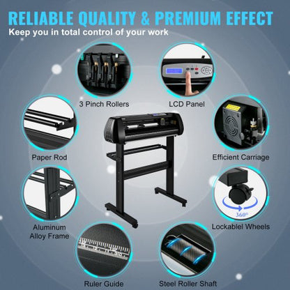 28in Bluetooth Vinyl Cutter Machine 400in10m Steel Roller Shaft SignMaster Software Adjustable Spee 5