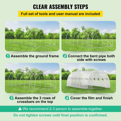 20x10x7 Ft WalkIn Tunnel Greenhouse Portable Plant Hot House With Galvanized Steel Hoops 3 Top Beam 6
