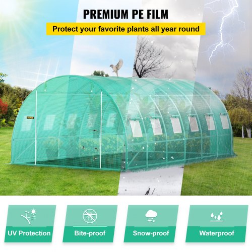 20x10x7 Ft WalkIn Greenhouse Portable Plant Hot House With Galvanized Steel Hoops 3 Top Beams 2 Zip 4