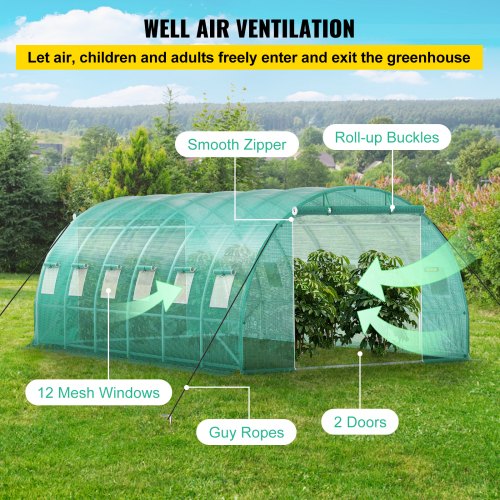 20x10x7 Ft WalkIn Greenhouse Portable Plant Hot House With Galvanized Steel Hoops 3 Top Beams 2 Zip 5