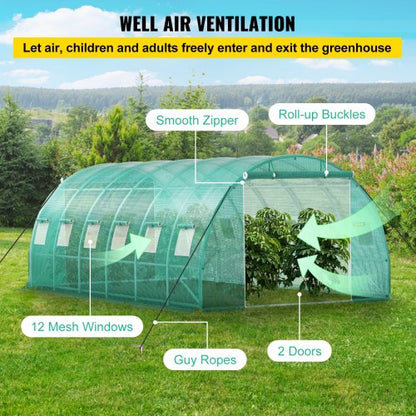 20x10x7 Ft WalkIn Greenhouse Portable Plant Hot House With Galvanized Steel Hoops 3 Top Beams 2 Zip 5