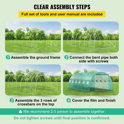 20x10x7 Ft WalkIn Greenhouse Portable Plant Hot House With Galvanized Steel Hoops 3 Top Beams 2 Zip 6