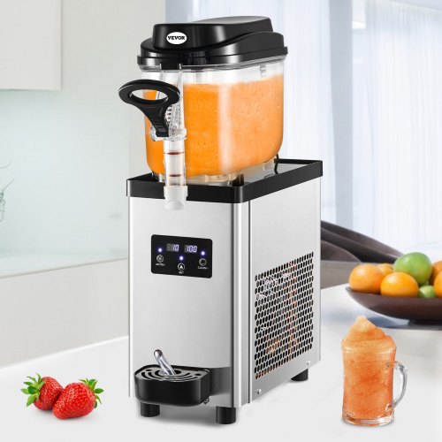 6L/1.6 Gal Commercial Slushy Machine, 300W Stainless Steel Frozen Drink Maker, Makes 25 Cups – Perfect for Restaurants