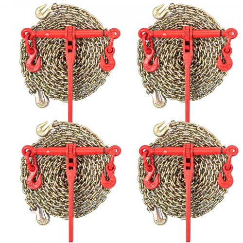 516 Grade 80 Chain Binder Set 6600LBS Capacity Tie Down Kit With 21 Chains  Grab Hooks  Ideal For T 1