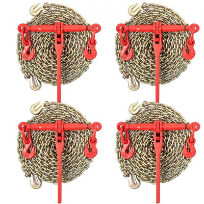 516 Grade 80 Chain Binder Set 6600LBS Capacity Tie Down Kit With 21 Chains  Grab Hooks  Ideal For T 1