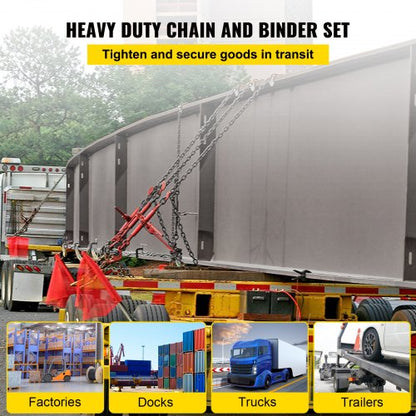 516 Grade 80 Chain Binder Set 6600LBS Capacity Tie Down Kit With 21 Chains  Grab Hooks  Ideal For T 2