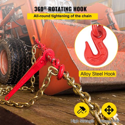 516 Grade 80 Chain Binder Set 6600LBS Capacity Tie Down Kit With 21 Chains  Grab Hooks  Ideal For T 6