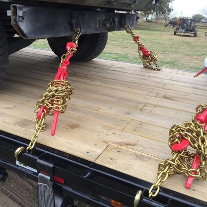5/16" Grade 80 Chain Binder Set, 6600LBS Capacity Tie Down Kit with 21' Chains & Grab Hooks – Ideal for Trucking
