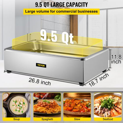 Commercial Food Warmer 95 Qt Stainless Steel Bain Marie Buffet Steamer With Lid FullSize 1 Pot Stea 3