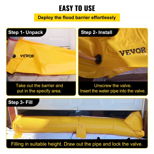 24 Ft Length X 12 In Height Reusable PVC Water Diversion Tubes Lightweight Flood Barrier For Doorwa 4