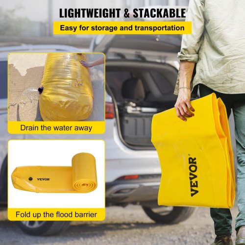 24 Ft Length X 6 In Height Sandbag Alternative Reusable PVC Water Diversion Tubes For Flood Protect 6