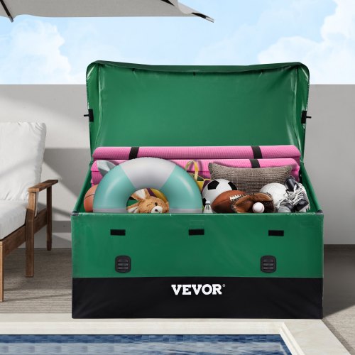 150 Gallon Waterproof Deck Box, Outdoor Storage Box with PE Tarpaulin Cover, Heavy-Duty Patio Storage for Cushions