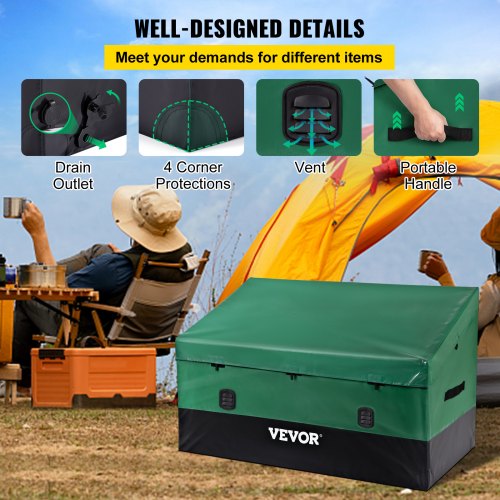150 Gallon Waterproof Deck Box, Outdoor Storage Box with PE Tarpaulin Cover, Heavy-Duty Patio Storage for Cushions