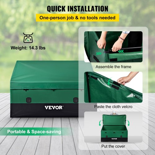 150 Gallon Waterproof Deck Box, Outdoor Storage Box with PE Tarpaulin Cover, Heavy-Duty Patio Storage for Cushions
